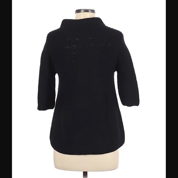Vince Sweater S Wool Chunky Knit Mock Neck Black Button Down Warm Cozy Luxury - Picture 10 of 11